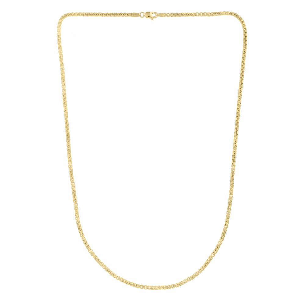 14K Gold 2.5mm Solid Round Box Chain