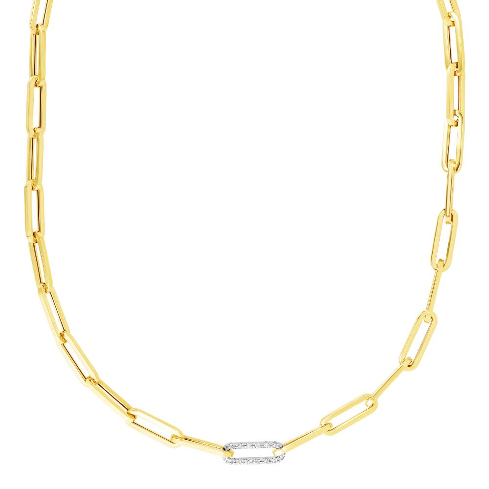 14K  .32ct Diamond Paperclip Necklace