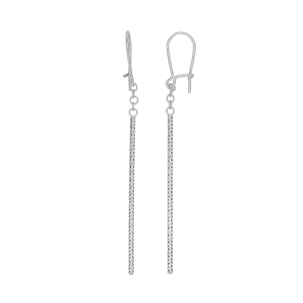 14K Gold Diamond Cut Bar Linear Drop Earring