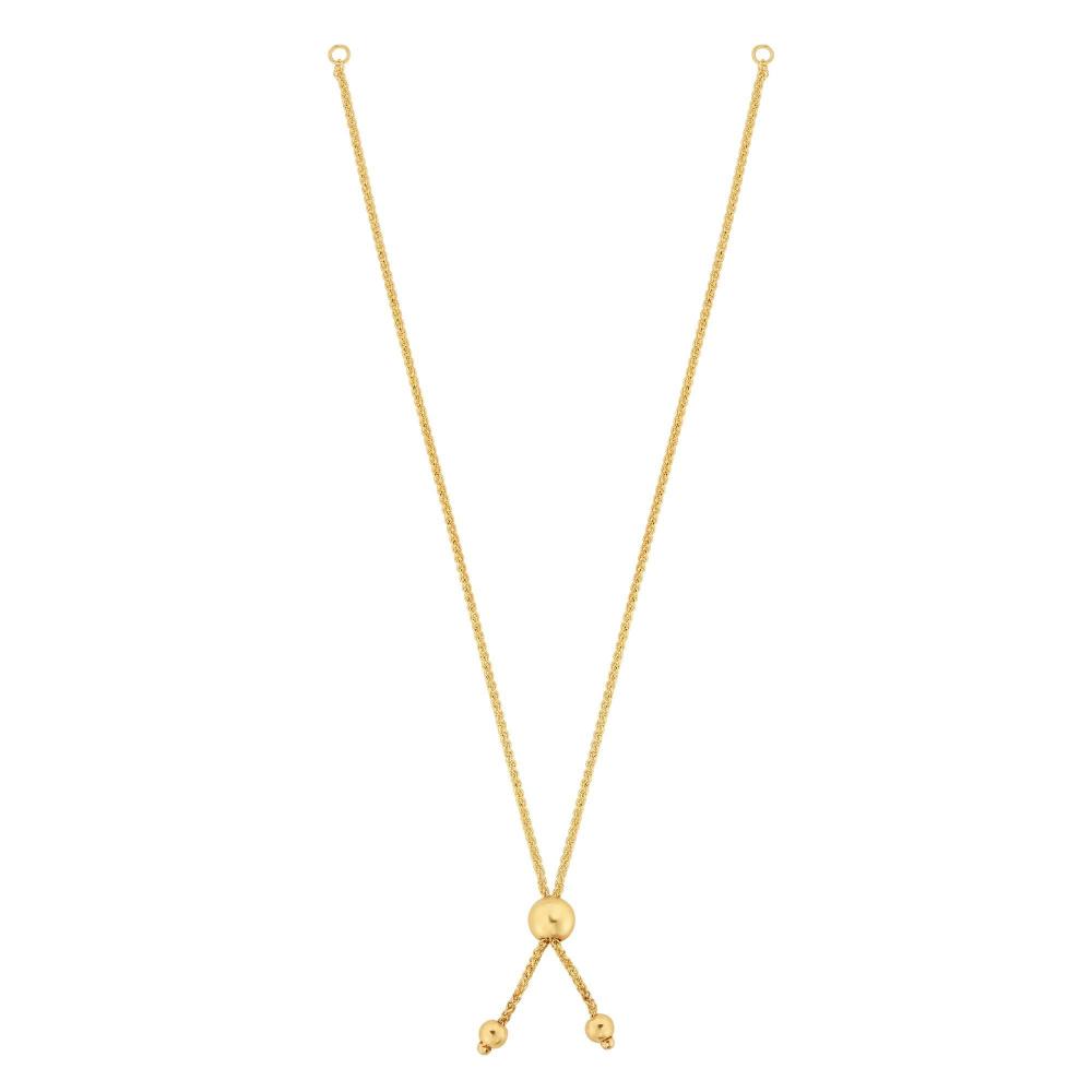 10K Gold Round Wheat Chain with Ball Slide Friendship Bracelet